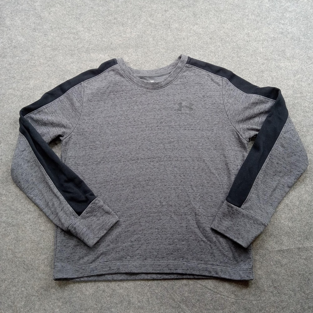 Under Armour Shirt Mens‎ Medium Gray Black Long Sleeve Crewneck Loose Fit